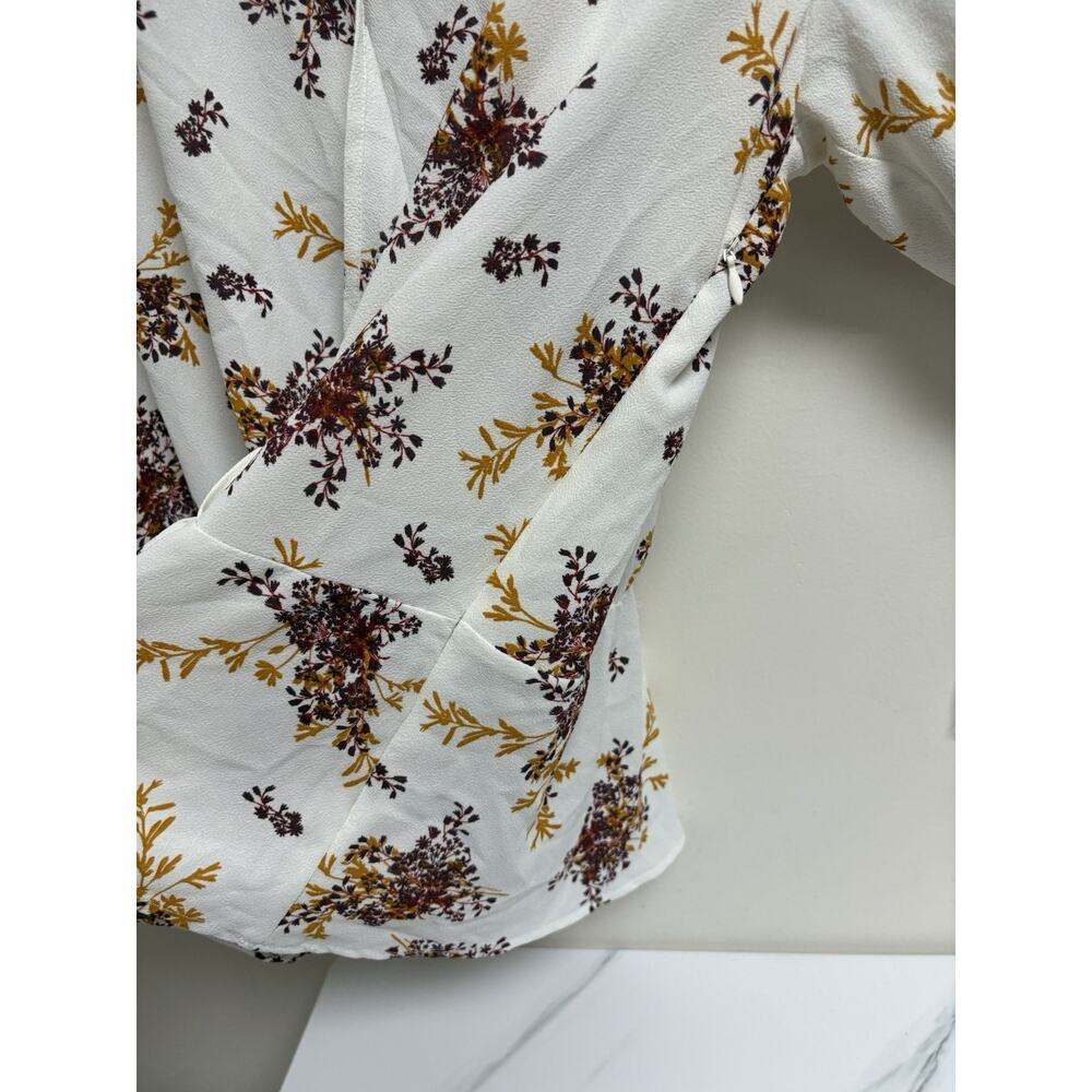 1.STATE Women’s 1X Floral Peplum Blouse White V-Neck Wrap Style 3/4 Sleeve Top - Picture 5 of 5